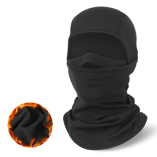 Modische Winter-Mütze mit Thermo-Fleece-Futter, vielseitig einsetzbar, für Herren und Damen, Shiesty Ski-Maske, Kapuze, Fahrrad, winddicht, Gesichts-Sturmhaube, Mütze, Halswärmer, Wanderschals, Hüte, Schwarz