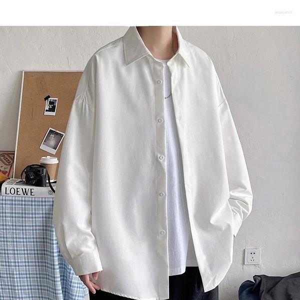 Camisas casuais masculinas 2023 moda coreana homens preto manga longa branco harajuku oversized botão para baixo camisa 5xl