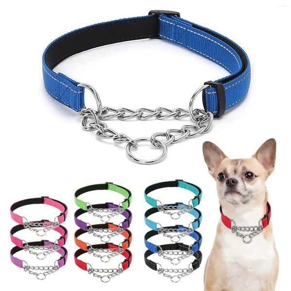 Abbigliamento per cani Articoli per animali domestici Addestramento riflettente in nylon che accompagna la collana morbida Catena a P Collari per gatti carini con campanello