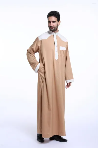 Abbigliamento etnico Musulmano Islamico Uomo Jubba Thobe Abito a maniche lunghe Abbigliamento Ramadan saudita Abaya Caftano Jalabiya Dubai Abito arabo tradizionale