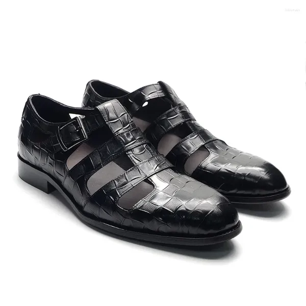 Сандалии, летние мужские повседневные деловые туфли из натуральной кожи с дышащим ремешком и пряжкой, деловая официальная обувь в ближневосточном стиле