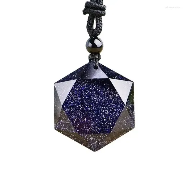 Ожерелья с подвесками из натурального синего песка, подвески с шестью звездами, энергетический свитер, цепочка, ожерелье, женские модные украшения