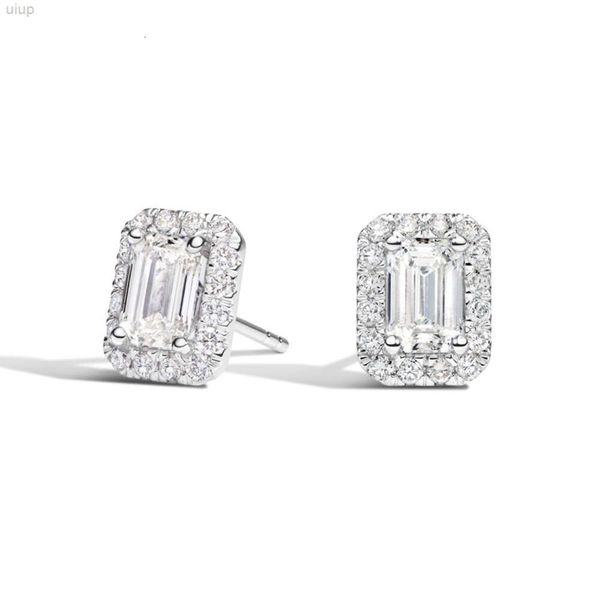 Nuovo arrivo 1.50ctw taglio smeraldo design Halo Diamond Stud orecchino gioielli prezzo all'ingrosso certificato Gia per le donne