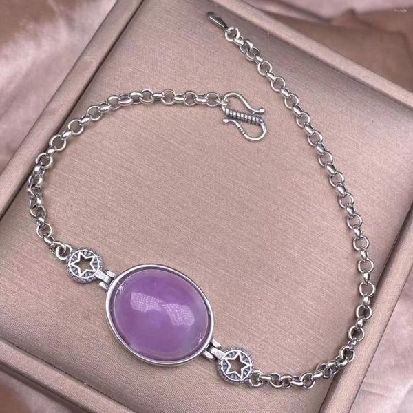 Anelli a grappolo Bracciale in argento sterling 925 con kunzite naturale AKAC