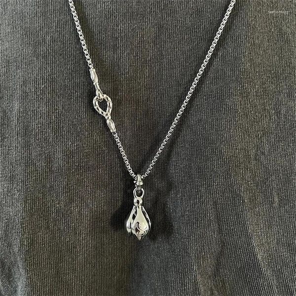 Ожерелья с подвесками, японское винтажное ожерелье в виде колокольчика лотоса, титановая сталь, простые подходящие аксессуары в стиле хип-хоп Ins Blogger