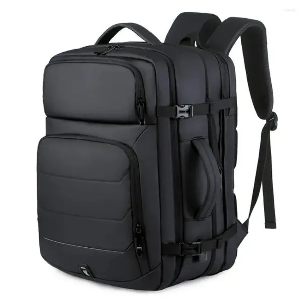 Sacos escolares 40L expansível grande capacidade mochila porta USB 17 polegadas laptop masculino multifuncional à prova d'água saco de viagem de negócios