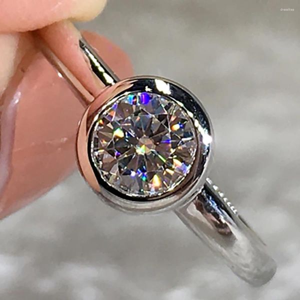 Anelli a grappolo Anello per festa di fidanzamento per anniversario di matrimonio in oro massiccio 18 carati da donna 6 7 8 9 10 Ct Bolla rotonda Moissanite Diamante Alla moda