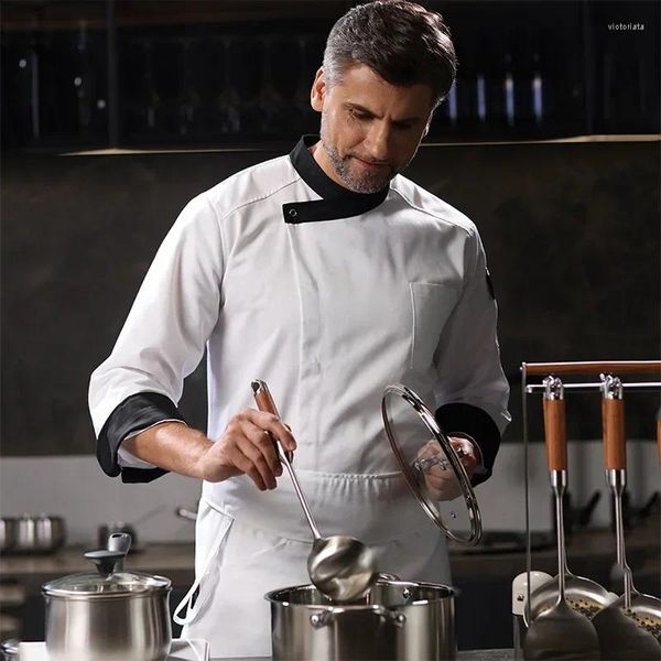 Camisetas masculinas Chefs Chefs Roupas de trabalho de outono e restaurantes de moda de inverno El Pot Kitchen