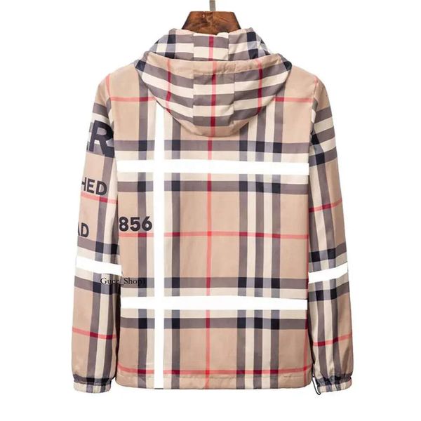 Tasarımcı Burbrery Ceket Adam Siyah Beyaz Kahverengi Çizgili Plaid Marka Rüzgar Geçidi Su Geçirmez Su Geçirmez Hoodie Fermuar Trençkot Kadınlar Varsity Ceket 264