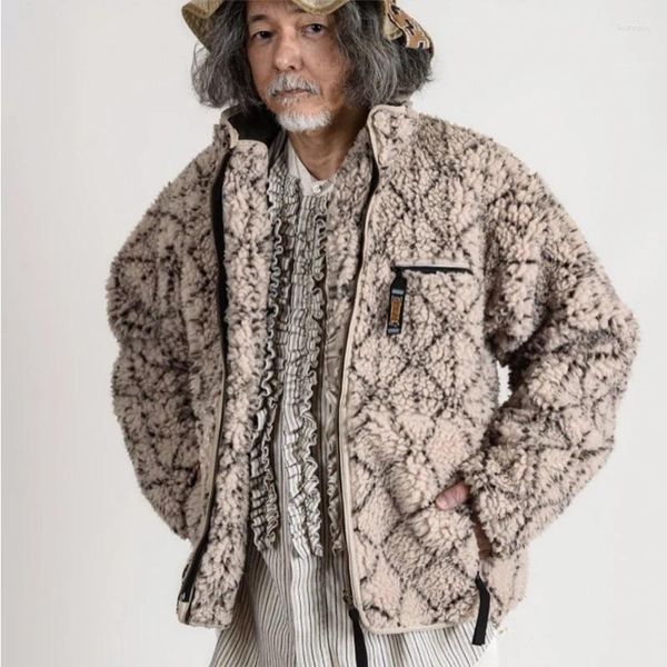Herrenjacken KAPITAL Hirata Hohiro Japan-Stil Fleece vorne und hinten tragen Reißverschluss Langarm Damenjacke karierter bedruckter Mantel