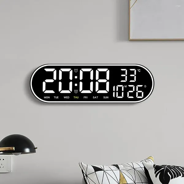 Настенные часы, 15 дюймов, будильник с большим светодиодным экраном, 12/24 часа, 5 регулируемая яркость для дома, дома, офиса