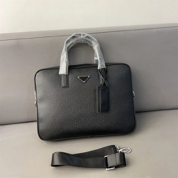 Designer-Laptoptasche für Herren, Aktentasche, klassisches Rindsleder, 38 cm, schwarze Leder-Tragetaschen, Lederhandtaschen für Herren, Damen-Umhängetaschen, Dokumententasche