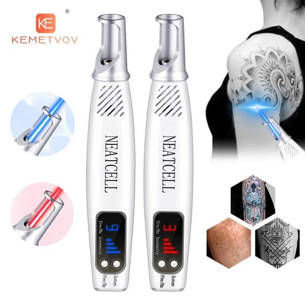 Dispositivos Dispositivos de cuidados faciais Caneta laser de picossegundos tratamento de luz vermelha e azul tatuagem cicatriz toupeira sarda caneta acne remoção de pigmento de pele portabl