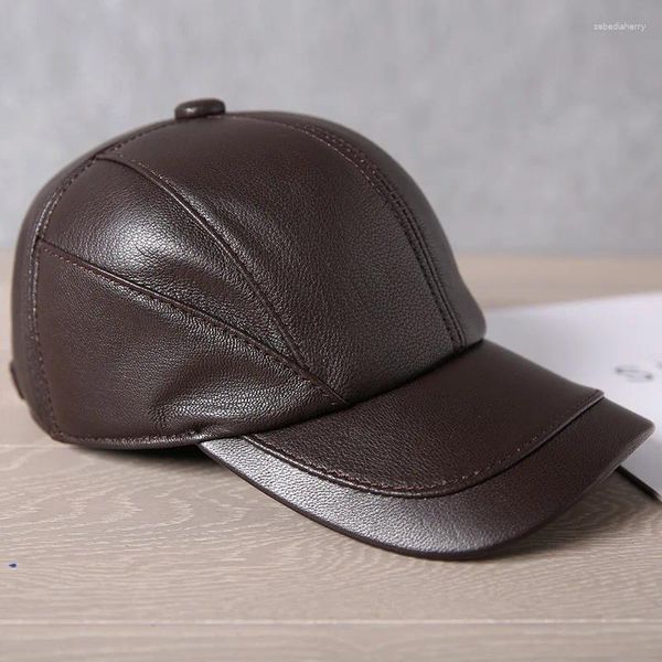 Cappellini da baseball X178 Cappelli da baseball per adulti Parasole da esterno Caldo cappello da camionista in pelle naturale di pecora