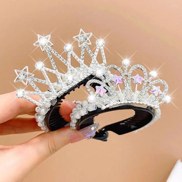 Acessórios de cabelo oco para fora adorável crianças headwear princesa doce alto rabo de cavalo fixo artefato infantil coroa garra bun clipe caranguejo