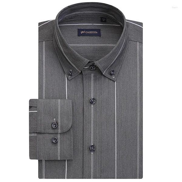 Herren-Freizeithemden, langärmeliges, vertikal gestreiftes Hemd im England-Stil, ohne Tasche, Standard-Passform, elegante Button-Down-Bluse