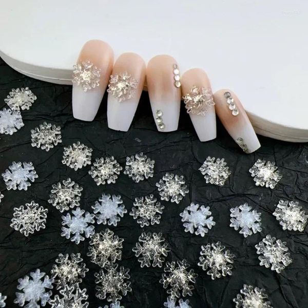 Decorazioni per nail art 30 pezzi Ciondoli in resina 3D con fiocco di neve Accessori per la neve Parti per decorazioni per manicure Fai da te Decorazioni per unghie invernali Materiale