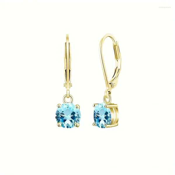 Brincos pendurados luxo céu azul gota de cristal para mulheres punk cor dourada simples brinco de casamento diário boho acessórios de joias