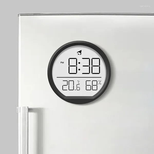 Relógios de parede Ultra Fino Relógio LCD Grande Tela Digital Temperatura Umidade Simples Alarme Design Magnético Decoração de Mesa