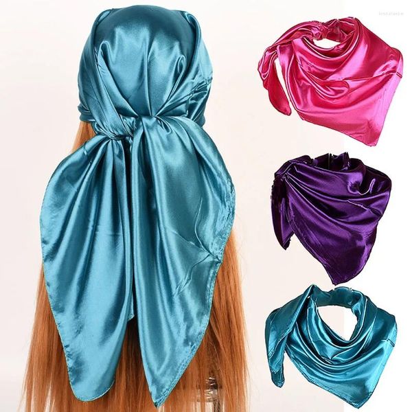 Sciarpe Sciarpa di seta Scarftop Copricapo per le donne Sciarpa per capelli Vintage Four Seasons 90X90cm Hijab Foulard Iuxe Bandana Femme Foulard