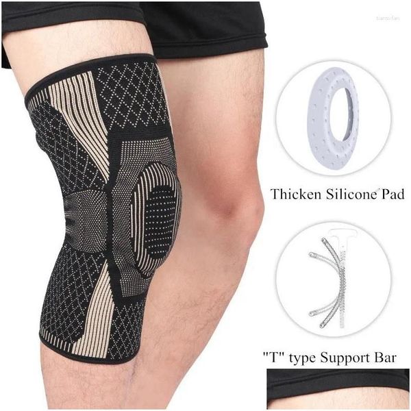 Cotovelo Joelheiras 1 Pc Nylon Brace Suporte com Patela Gel Pad Estabilizadores Laterais para Dor Esporte Artrite Joint Relief Drop Delivery Spor Dha5L