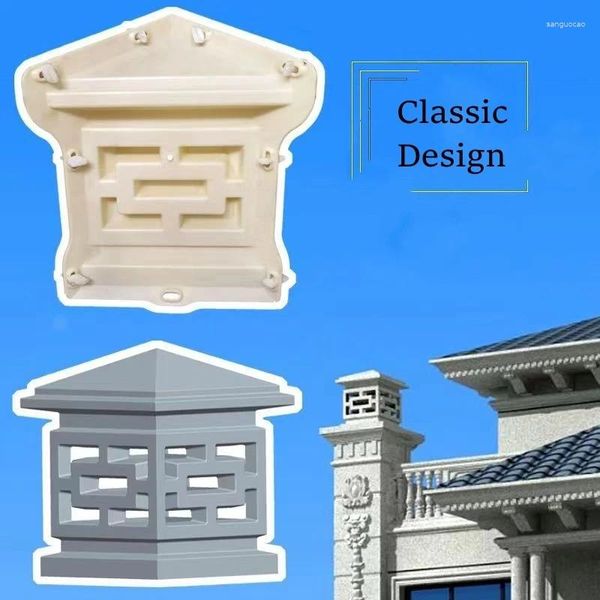 Tuindecoratie Plastic Cement Holle Lamp Schimmel Verlichting Huis Schimmel Romeinse Kolom Pier Ornament Decoratie ABS Dia 20cm / 7.87in