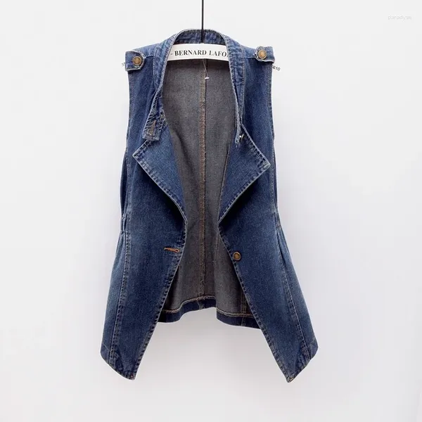 Damenwesten Sommer Koreanische Vintage Schwarz Blau Denim Weste Frauen Weste Lässige Kurze Ärmellose Jacke Mantel Dünne Jeans Weiblich