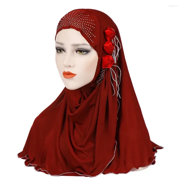 Ethnische Kleidung, Eis-Turban, Sommer-Blumen-Kopftuch, atmungsaktiv, modisch, Quaste, Seidenhut, muslimisches Accessoire, bedruckt