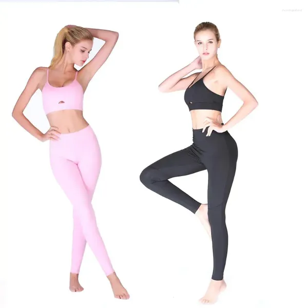 Roupas de yoga sexy camisola esportes conjunto mulheres roupas de fitness mulher ginásio leggings acolchoado push up sutiã de tiras ternos