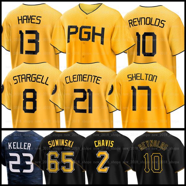 10 Maglia da baseball Bryan Reynolds Pirates Roberto Clemente Johan Oviedo Mitch Keller Derek Shelton Henry Davis Wil Crowe