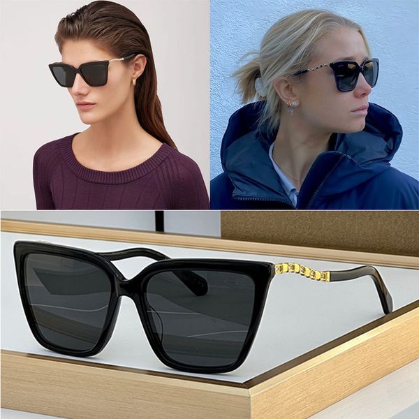 Mulheres de luxo óculos de sol Havana quadrado acetato quadro gradiente polaridade lentes curvas metal perna cinta serpenti jóias embrulhado escalas bv8255 mulheres requintadas