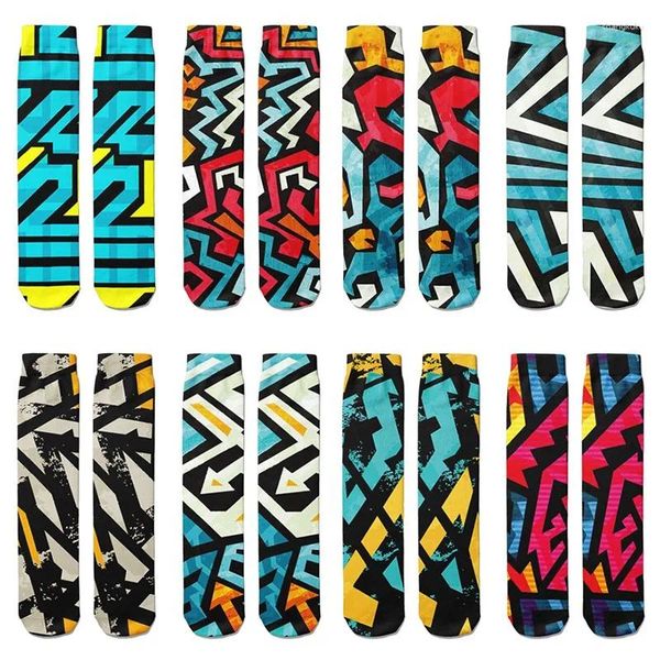 Frauen Socken 3D Graffiti Harajuku Hip Hop Oberschenkel Hohe Bunte Glücklich Lustig Bequeme Baumwolle Lange Mode Druck Coole Socke