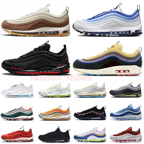 nike air max airmax 97 satan womens mens 97s tênis Blue Hero Sean Wotherspoon Invicto UCLA Bruins MSCHF x INRI Jesus Off White Pine Green tênis tênis esportivos de corrida