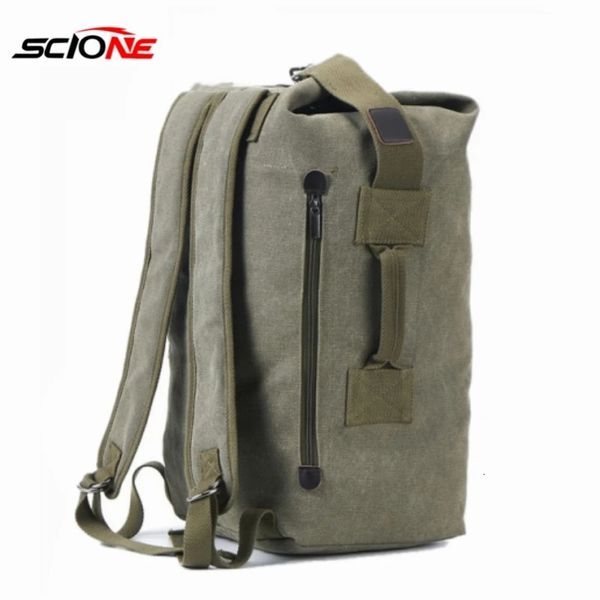 Outdoor-Taschen Vintage Tone Canvas Militärrucksäcke Reise Klettertasche Große Kapazität Sport Armee Eimer Taschen Mann Outdoor Taktische Schulter 231218