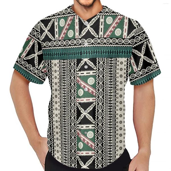 Camisas casuais masculinas Mens Designer Camisa 2024 Polinésia Tribal Roupas Samoa Jersey Fiji Masi Tapa Imprimir Manga Curta Adulto Respirável