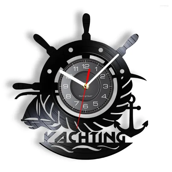 Настенные часы морской якорь моряки 3D пластинка часы яхтсмен светодиодная лампа украшение гостиной морской пейзаж подарок