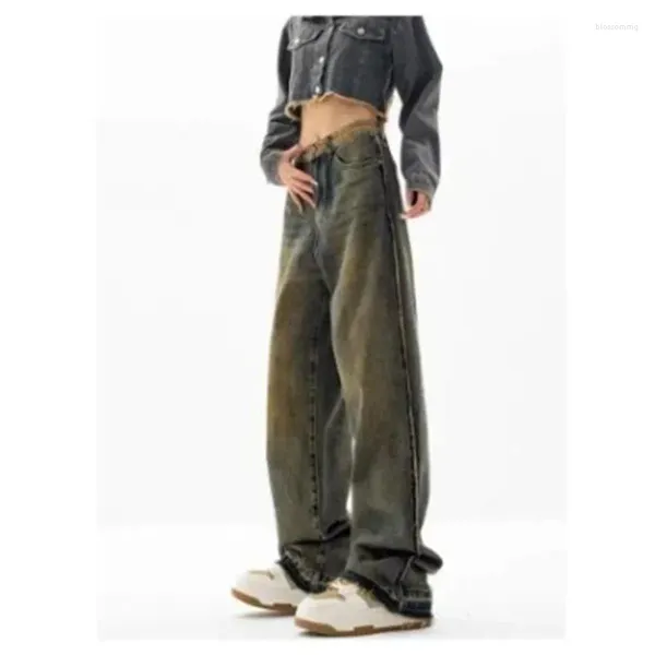 Jeans da donna Moda coreana Vintage Y2k Donna sbiancato S-4XL Patchwork Designer Studenti speciali High Street Baggy Clothing