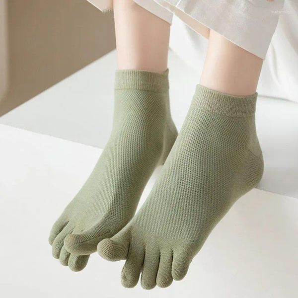 Женские носки, модные носки с невидимым носком, дышащие забавные летние однотонные носки с пятью пальцами, повседневные мягкие