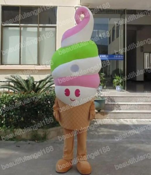 Costumi della mascotte del gelato di Halloween Personaggio a tema dei cartoni animati di alta qualità Vestito di carnevale Vestito operato di Natale per prestazioni di uomini e donne