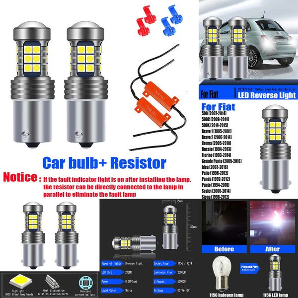 Novas luzes decorativas 2pcs P21W BA15S CANBUS LED LED LUZES REVERSA PARA FIAT 500 500C 500X BRAVO CROMA DUCATO Fiorino Grande Punto Ideia Palio Sedici Siena