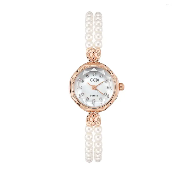 Orologi da polso UTHAI W100 Orologio da donna Retro Perla di lusso Femminile Creativo di alta qualità Diamante Impermeabile Quarzo da donna Orologi di moda Regalo