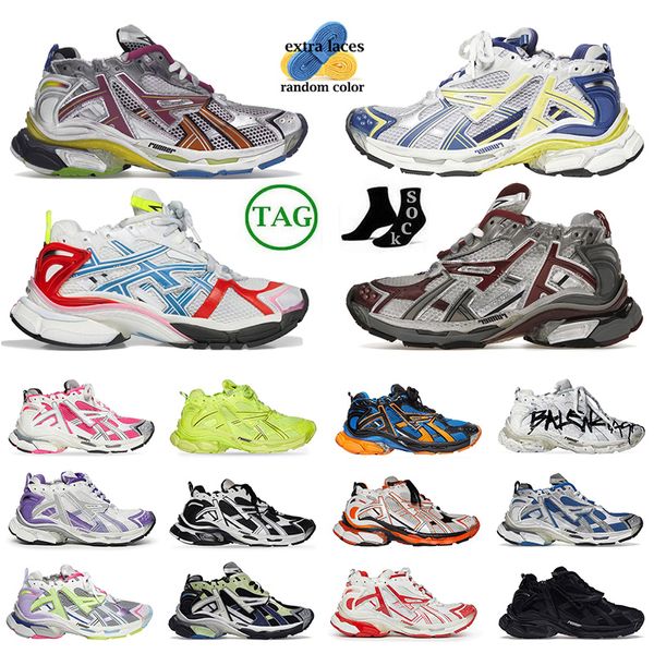 Track Trainers Tracks Runners 7 para Homens Mulheres Luxurys Plate-forme Sneakers Tamanho Grande 12 Gomma Old Dad Paris Bottoms Designer Causal Balcaigaes Dhgate 36-46