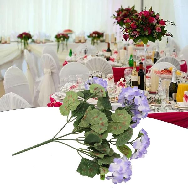 Flores decorativas 1 ramo artificial gerânio vermelho rosa planta flor decoração de casa para casamento jardim loja uso vibrantemente cor