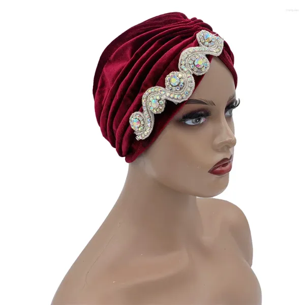 Ethnische Kleidung Hut Turban Für Frauen Dame Luxus Glänzende Steine Kappen Muslimischen Hijab Headwraps Weibliche Afrian Headtie