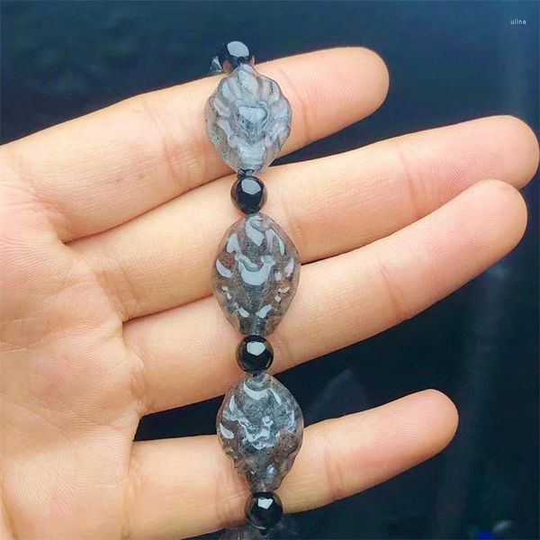 Bağlantı bilezikleri doğal siyah çilek kuvars bilezik el yapımı kristal takı streç moda bileklik çocuklar doğum günü hediyesi 14x19mm