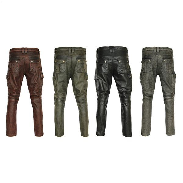 Damen Hosen Capris Herren Leder Für Männer Motorrad Hose Echtes Rindsleder Schützende Reiten Biker Hosen Protektoren Pantalones Cuero Moto 231218