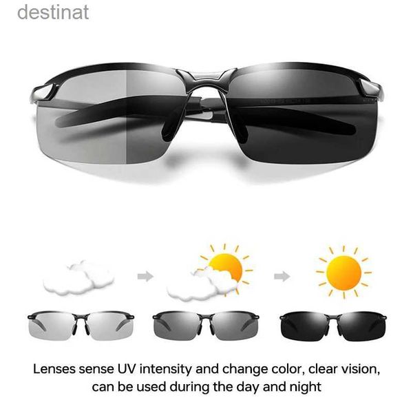 Occhiali da sole 2023 Nuovi occhiali da sole fotocromatici Uomo Donna Occhiali da sole polarizzati in metallo vintage per visione notturna maschile Occhiali da sole L231219