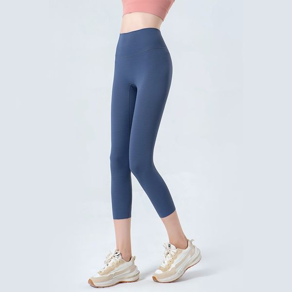 Calça feminina de ioga sem rastros LU com cintura alta, emagrecimento e levantamento de quadris, sem constrangimento, ajuste justo, capris esportivos e fitness