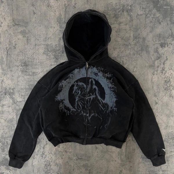 Мужские толстовки Y2K American Dark Anime Graphics Super Dalian Hoodie Goth Punk Harajuku Street Пара Повседневная свободная толстая толстовка