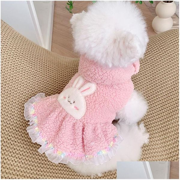 Abbigliamento per cani Rosa in pile Ragazza Abiti per animali domestici Vestiti Autunno Inverno Addensare caldo Chihuahua Gatto maltese Cappotto Giacca Costumi Pupp Homefavor Dhr1W